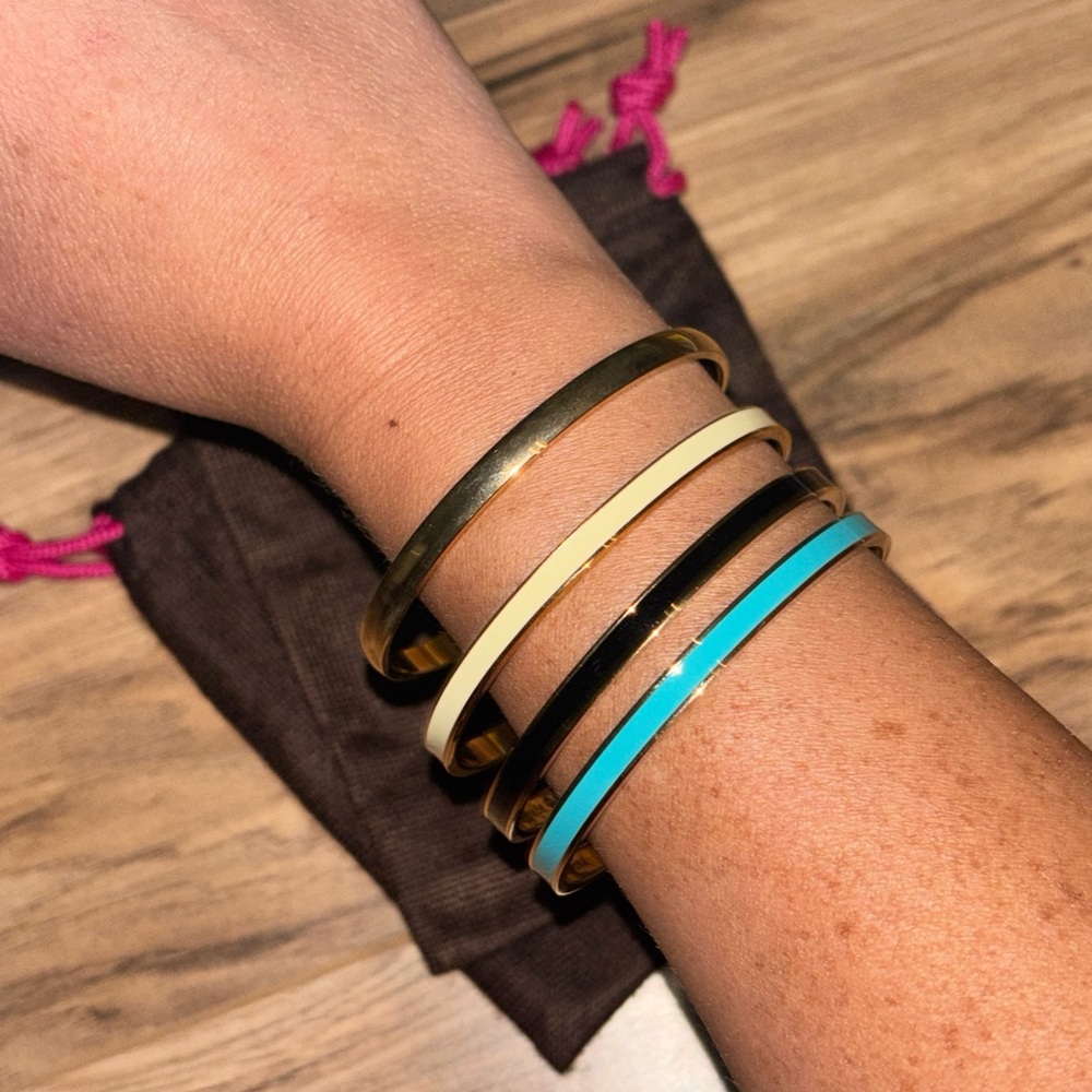 Kate spade Gold Turquoise Black Idiom Bracelet Bangle Set